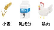 小麦、乳成分、鶏肉